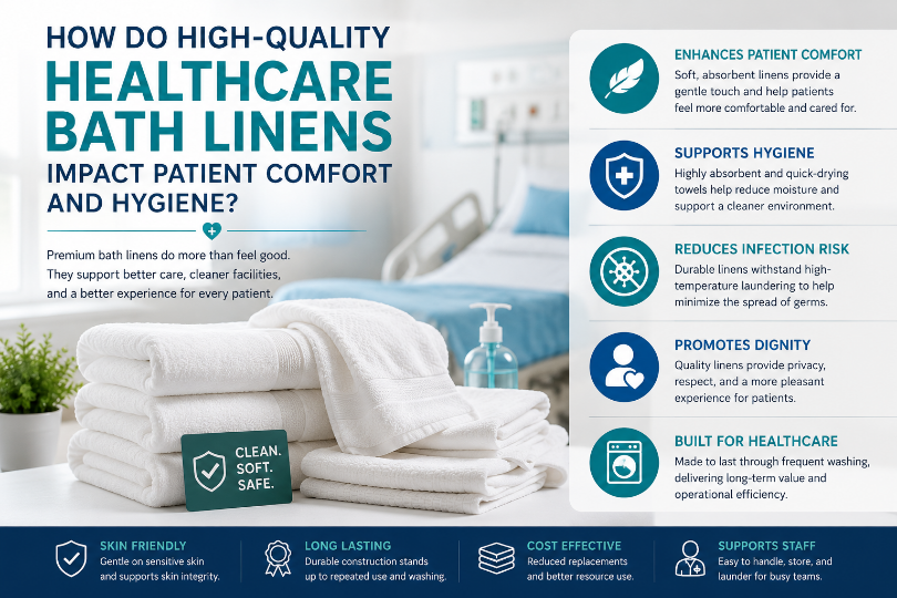 How do high-quality healthcare bath linens impact patient comfort and hygiene?